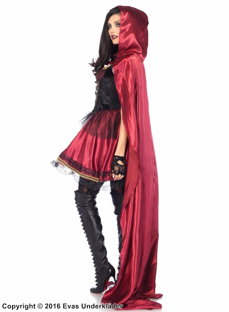 Red Riding Hood, costume dress, lacing, lace trim, velvet, apron